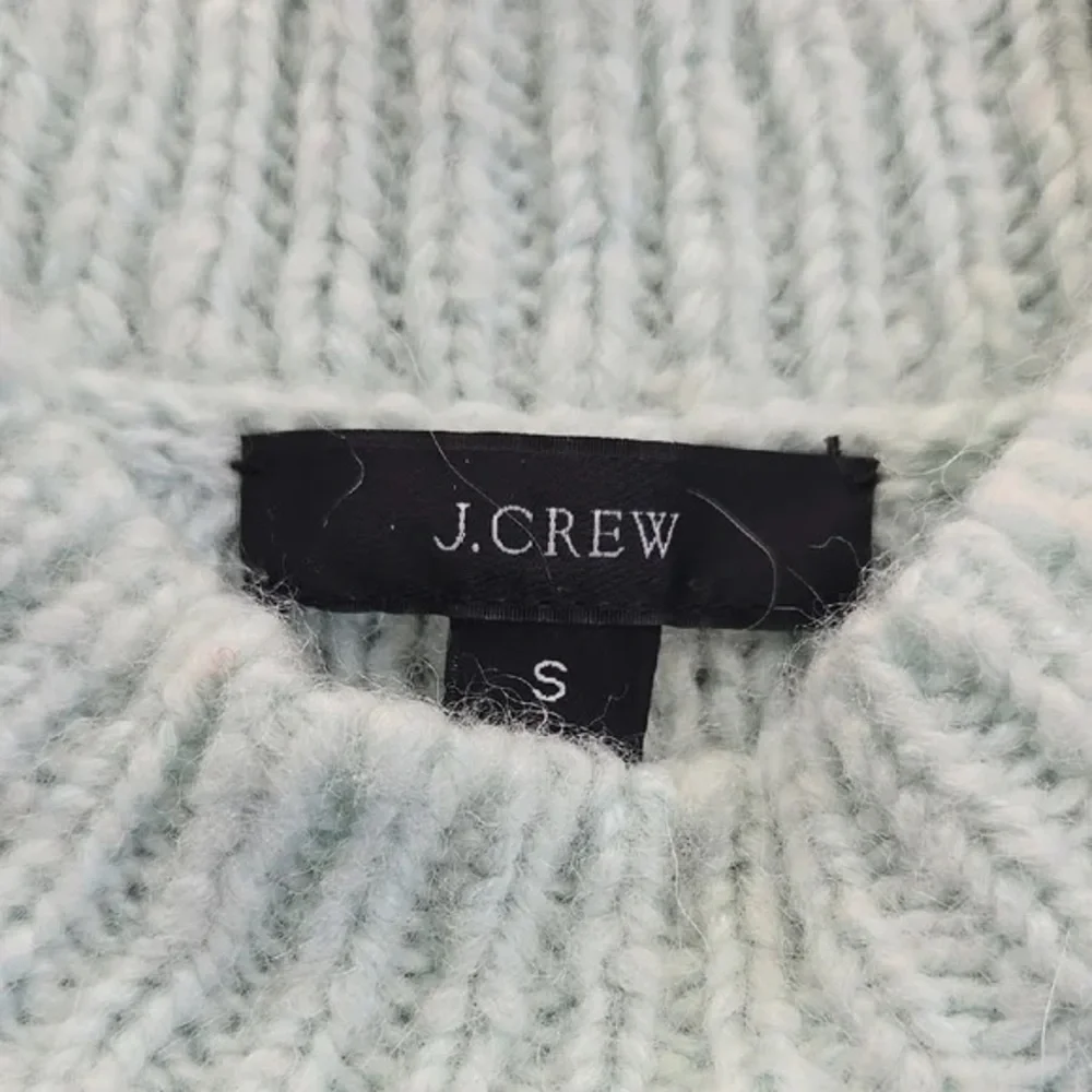 J. Crew Pale Mint Cable Knit Crewneck Sweater